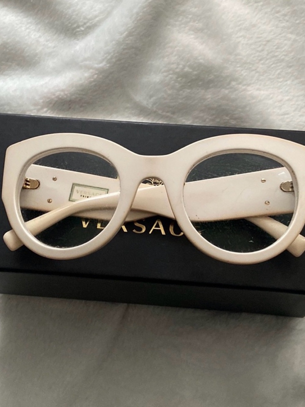 Versace Cream Round Acetate Sunglasses